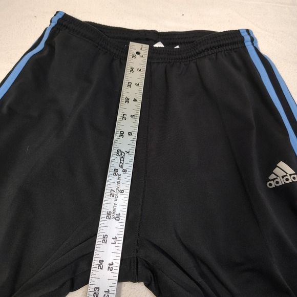 VINTAGE Adidas Track Pants Mens Medium Black Blue 3-Stripe Zipper Ankle Soccer - Picture 9 of 14